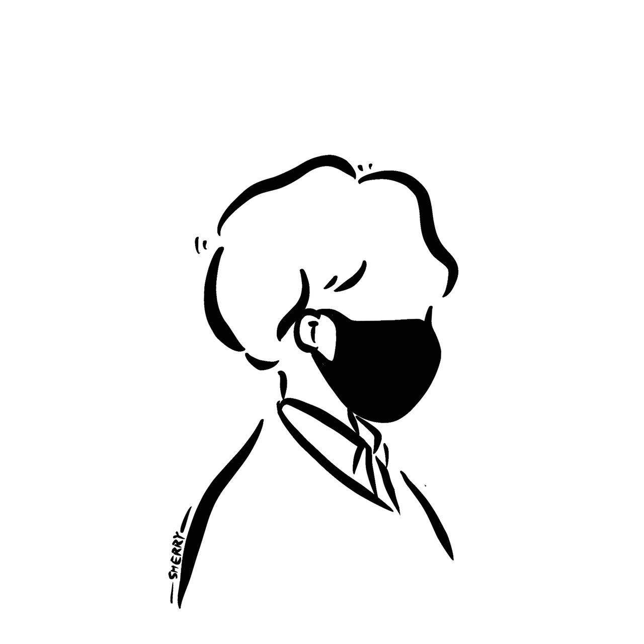 戴口罩的情侣头像/简笔画