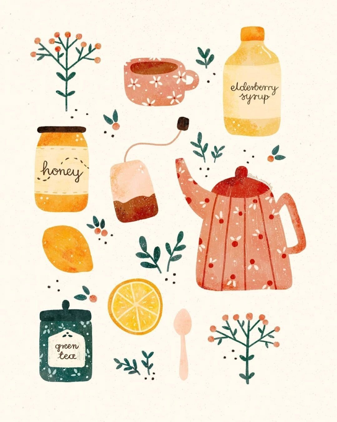 插画素材 | 98可爱ins风餐具手帐简笔画