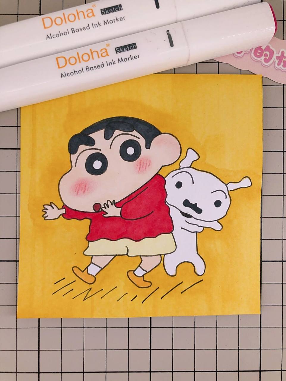 第200幅|蜡笔小新和小白卡通画,附步骤图.