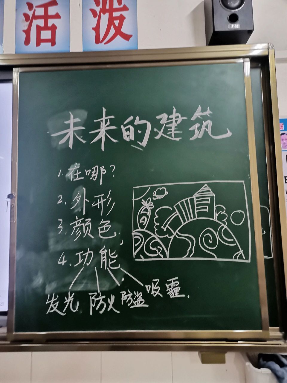 小学美术三年级下册《未来的建筑》板书板画