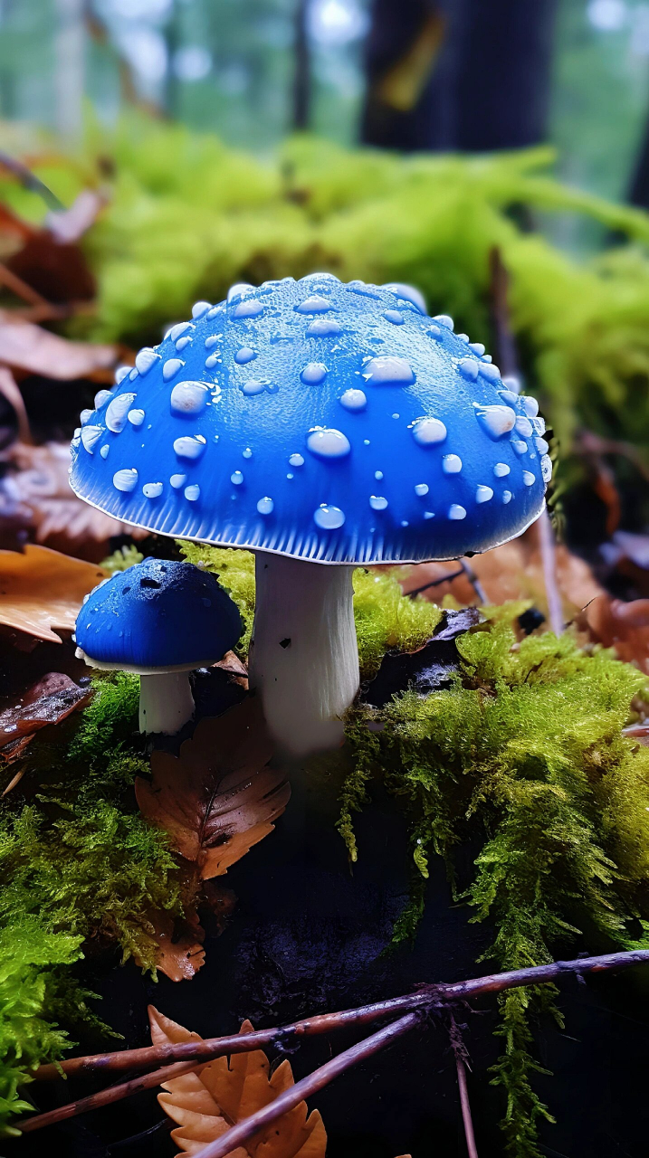 绘画素材1000更~蓝色的蘑菇