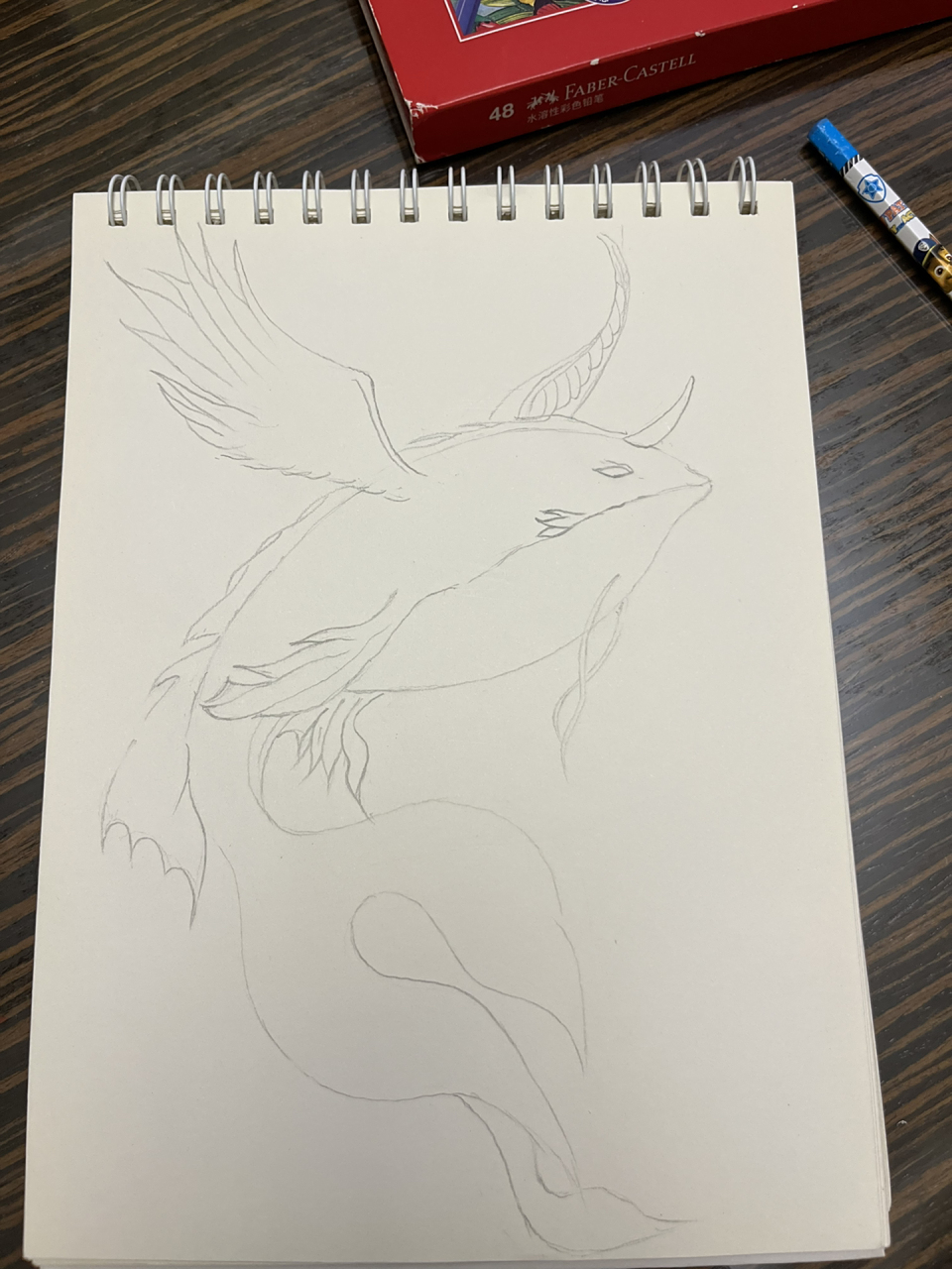 手绘山海经·鲲鹏 非专业,纯属业余爱好.太久不画,手生了!