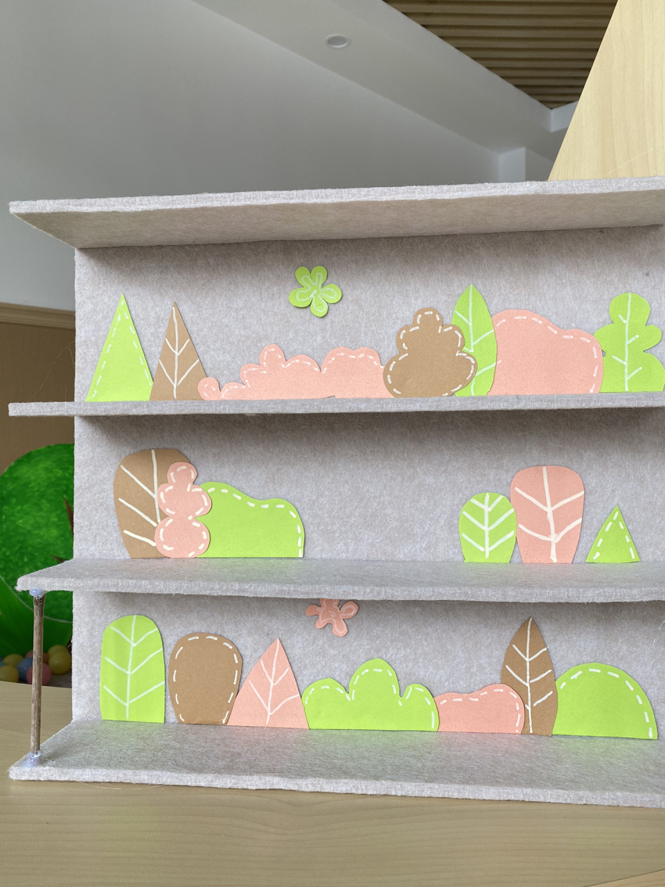 幼儿园环创之:美工区立体作品展示架