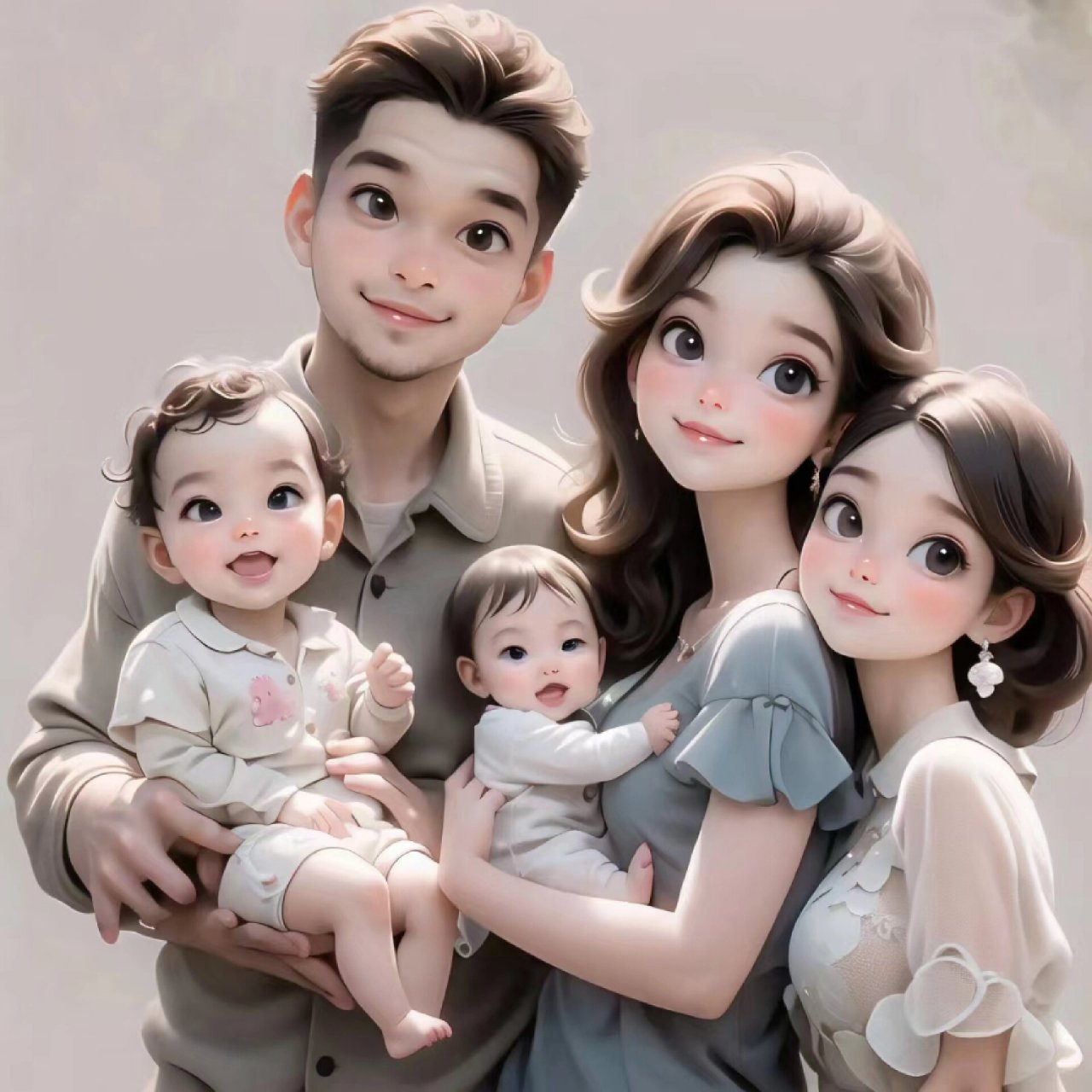 03  一家五口恩爱头像 礼貌取图