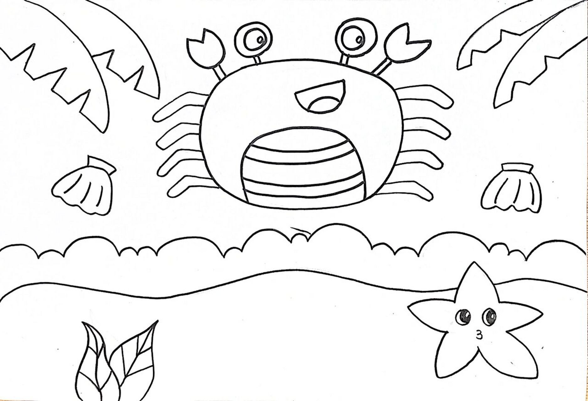 螃蟹儿童绘画 