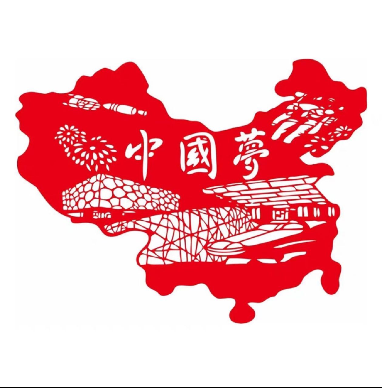 "中国梦"剪纸刻纸手工制作      刻纸作业,很多很细小的部分很难刻