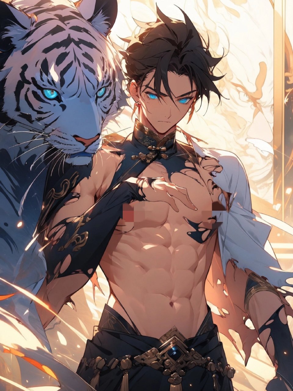 白虎少年战损版丨男生手机壁纸