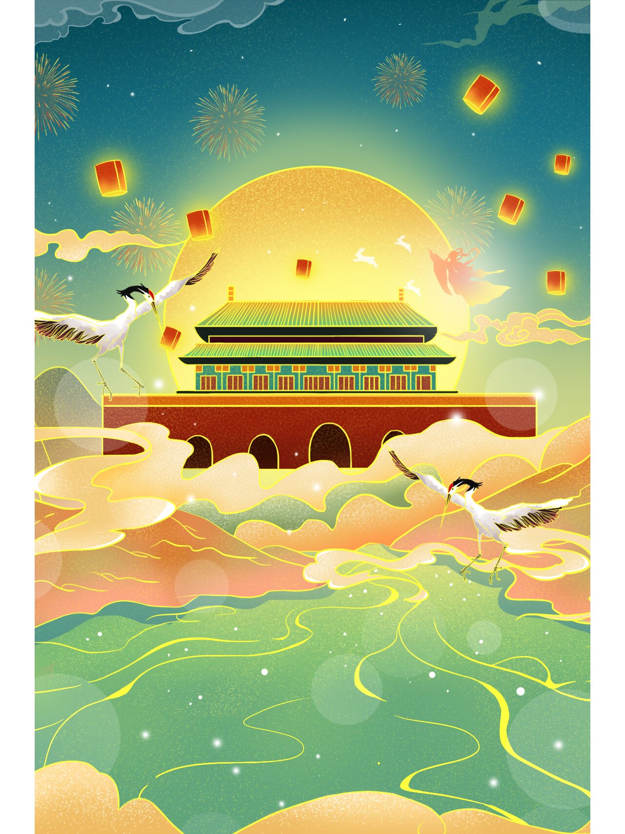 ai插画|一万人看过的国潮风国庆背景(2)