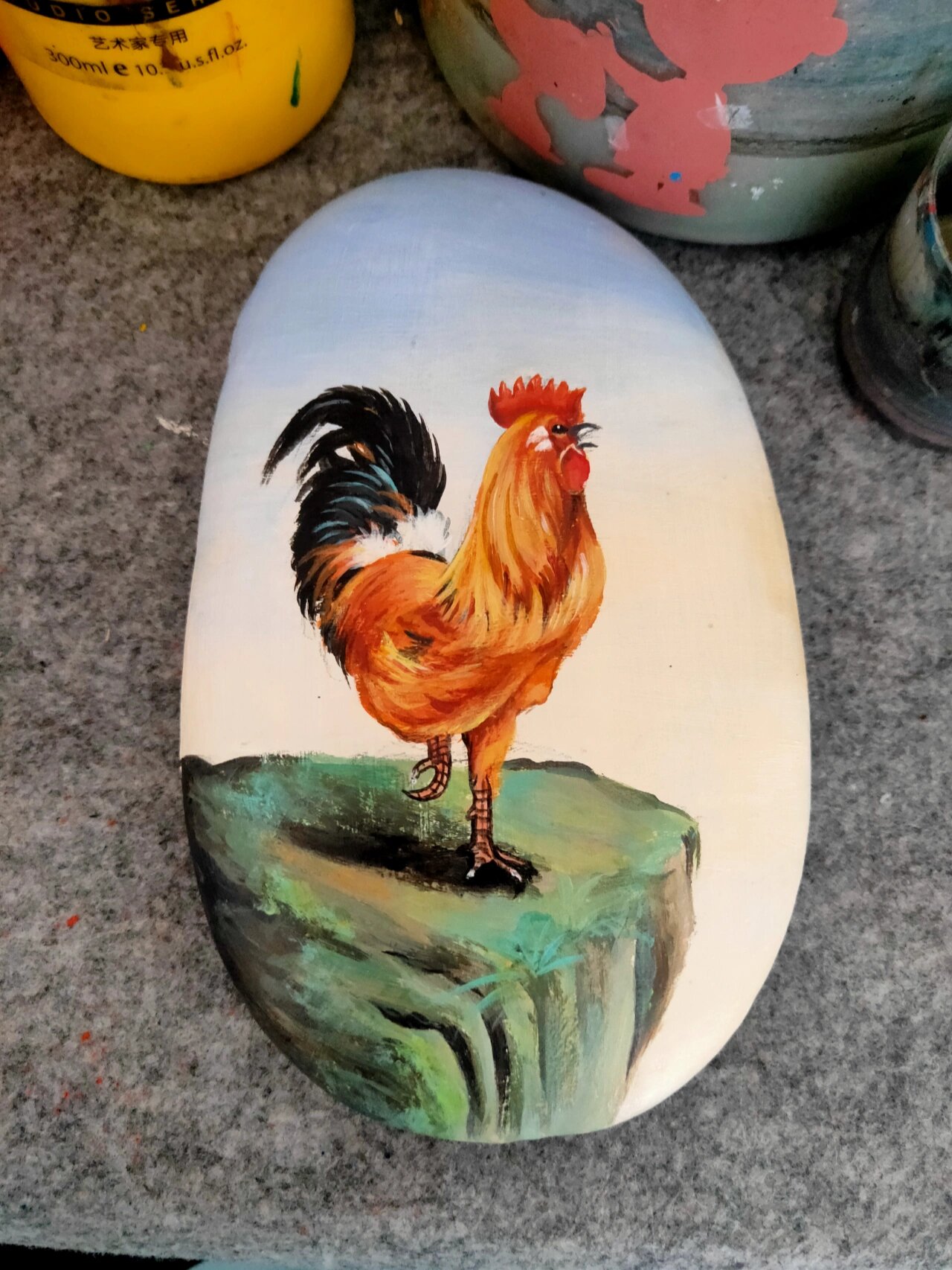 【石头画】大公鸡