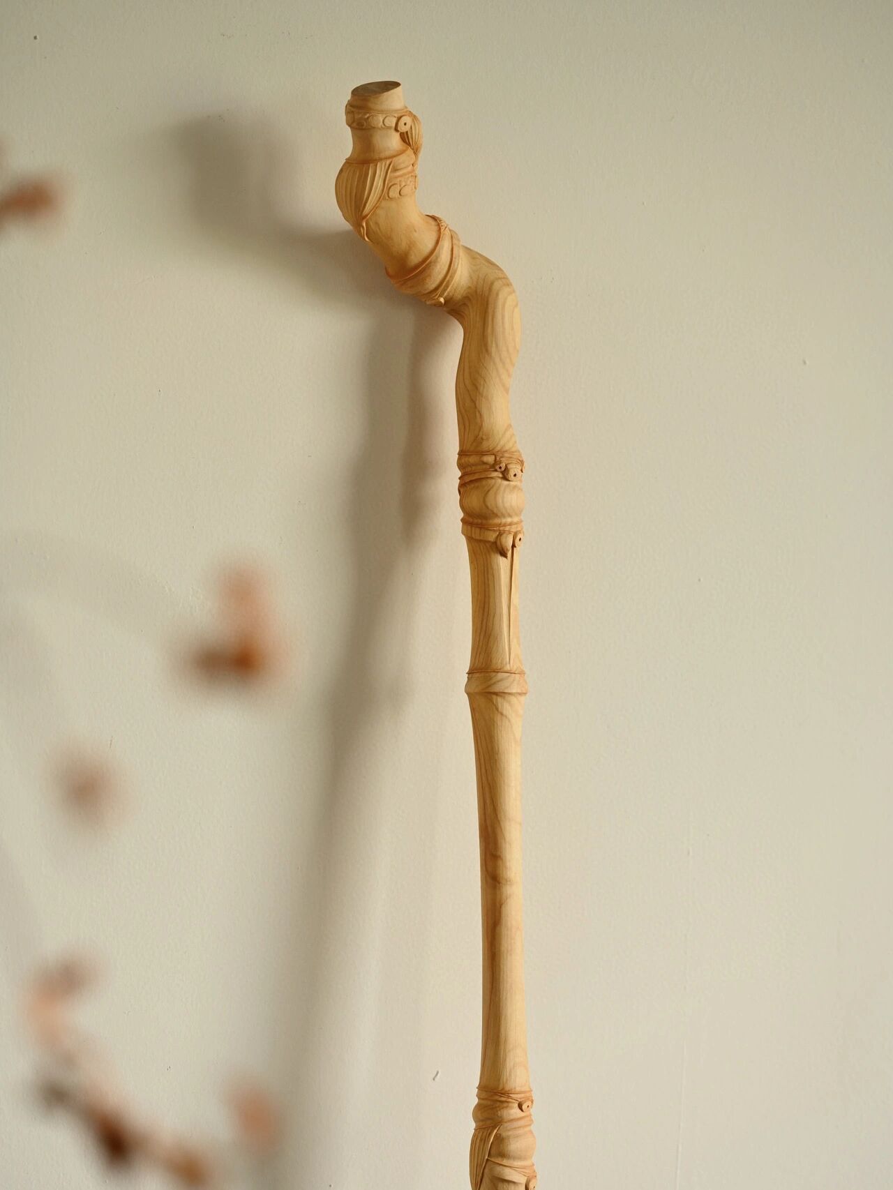 竹杖芒鞋轻胜马,文人杖苏轼见了也走不动道 黄杨木"青竹"文人杖 取