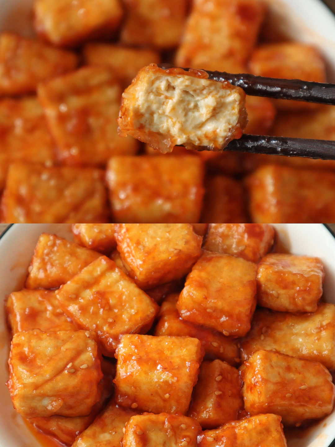 还是脆皮的哦～太开胃啦～ 准备食材 北豆腐一块 做法步骤 1料汁:1勺