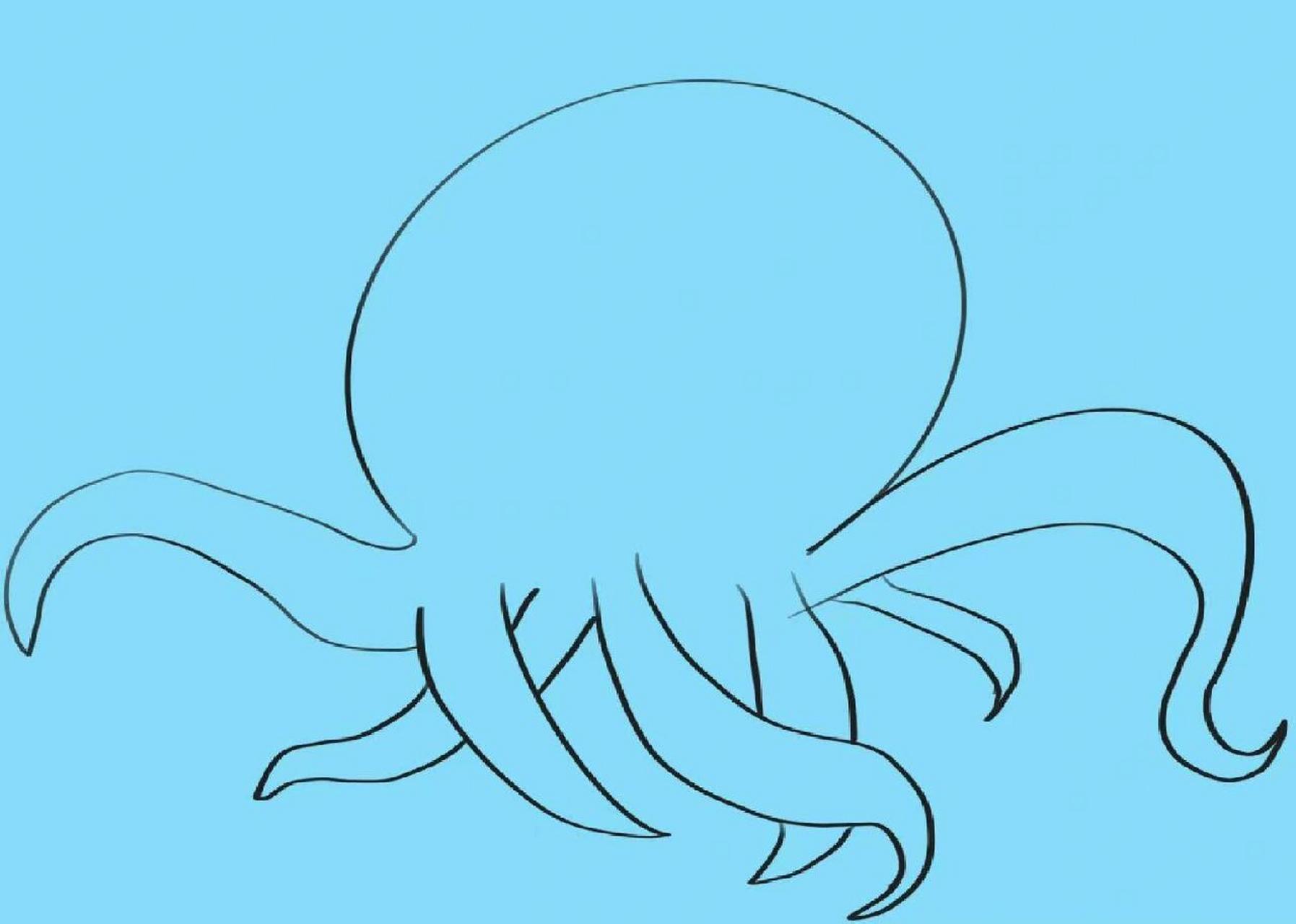 简笔画|一分钟简笔画|动物篇12——八爪鱼 八爪鱼95 (~ε