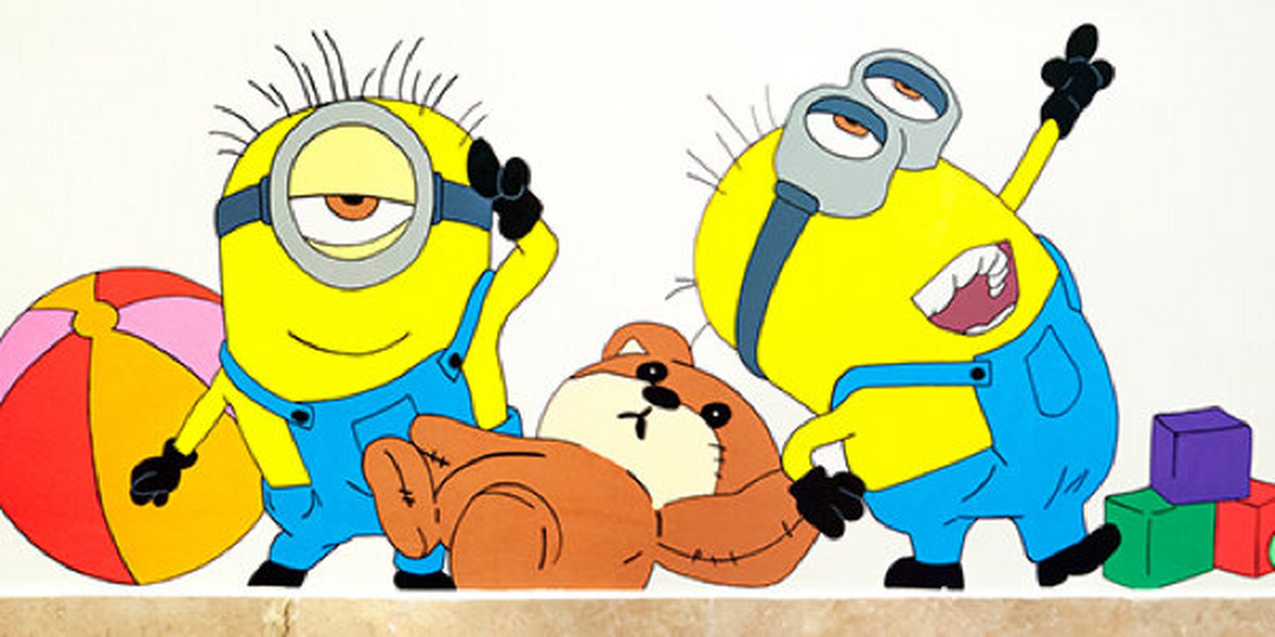 儿童房手绘小黄人墙绘 画师纯手绘壁画 承接全国范围内手绘壁画业务!