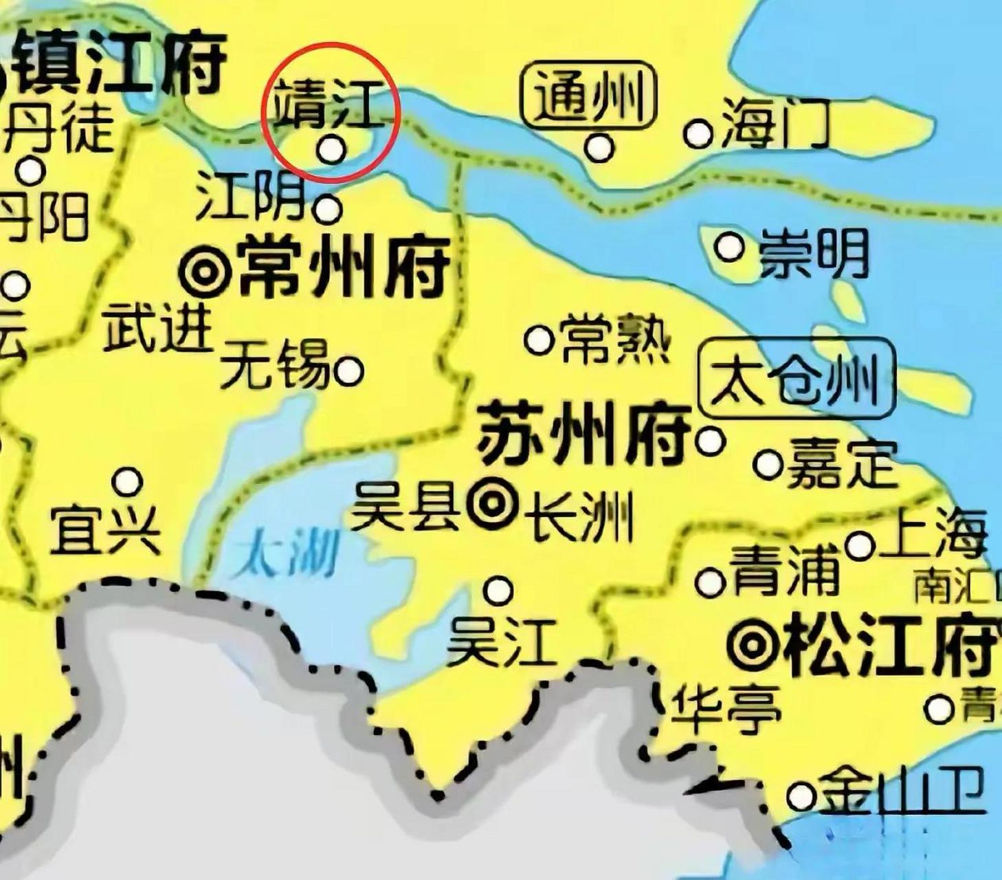 一直都在说靖江原来属常州府管理,今天看到这个地图方才明白.