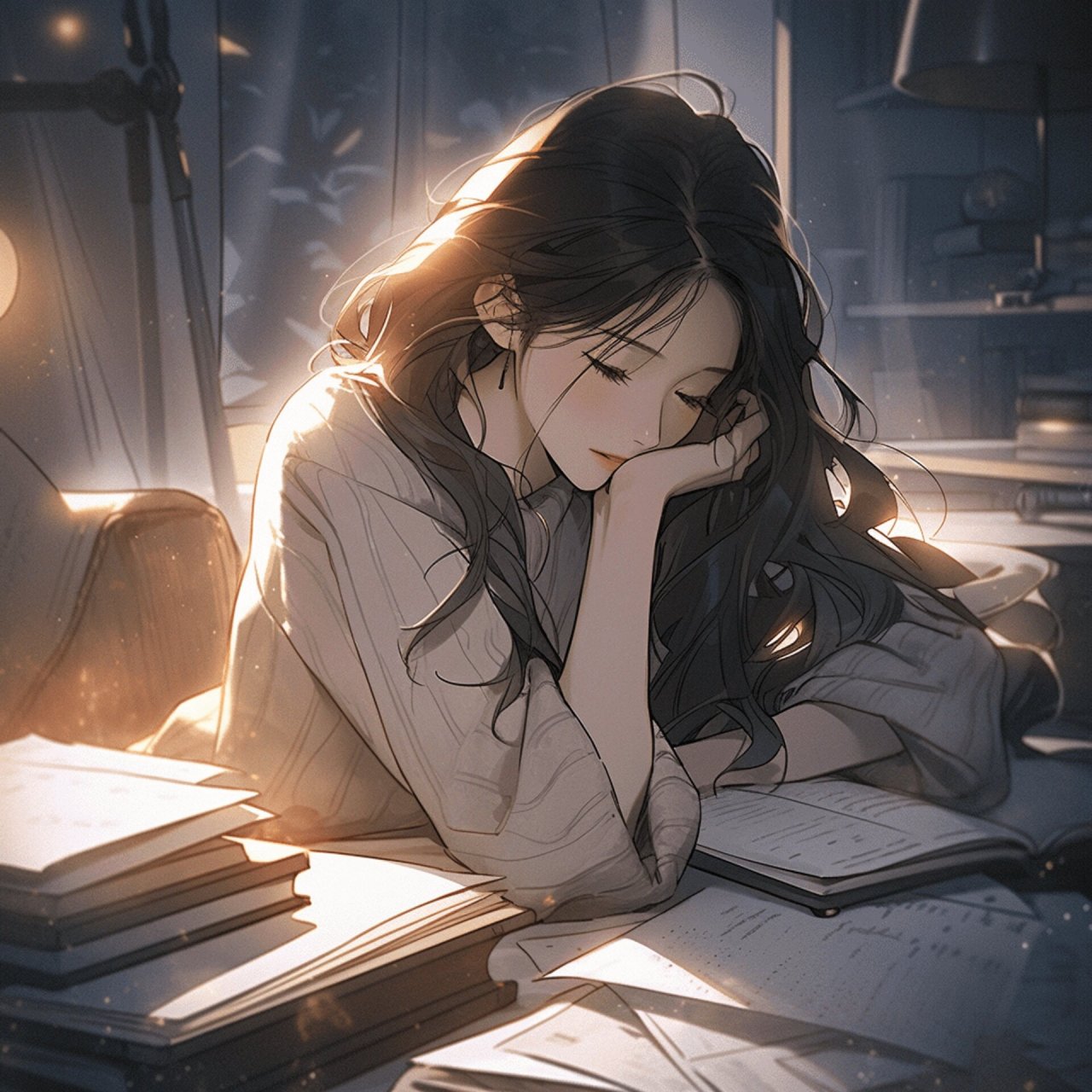 看书的少女 动漫少女坐在桌前,她想的是不是你呢 生活就像一杯奶茶,有