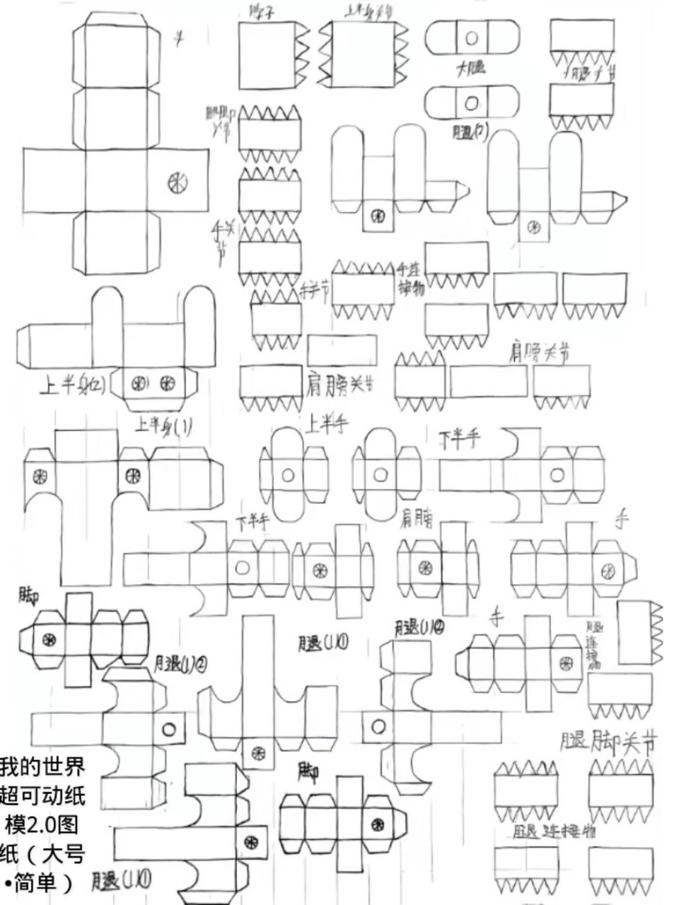 我的世界超可动纸模20图纸,共有20关节! 我的世界超可动纸模2