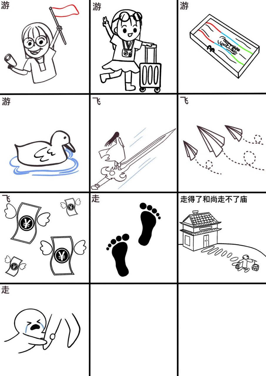 「图形创意」"走"游""飞"字联想设计