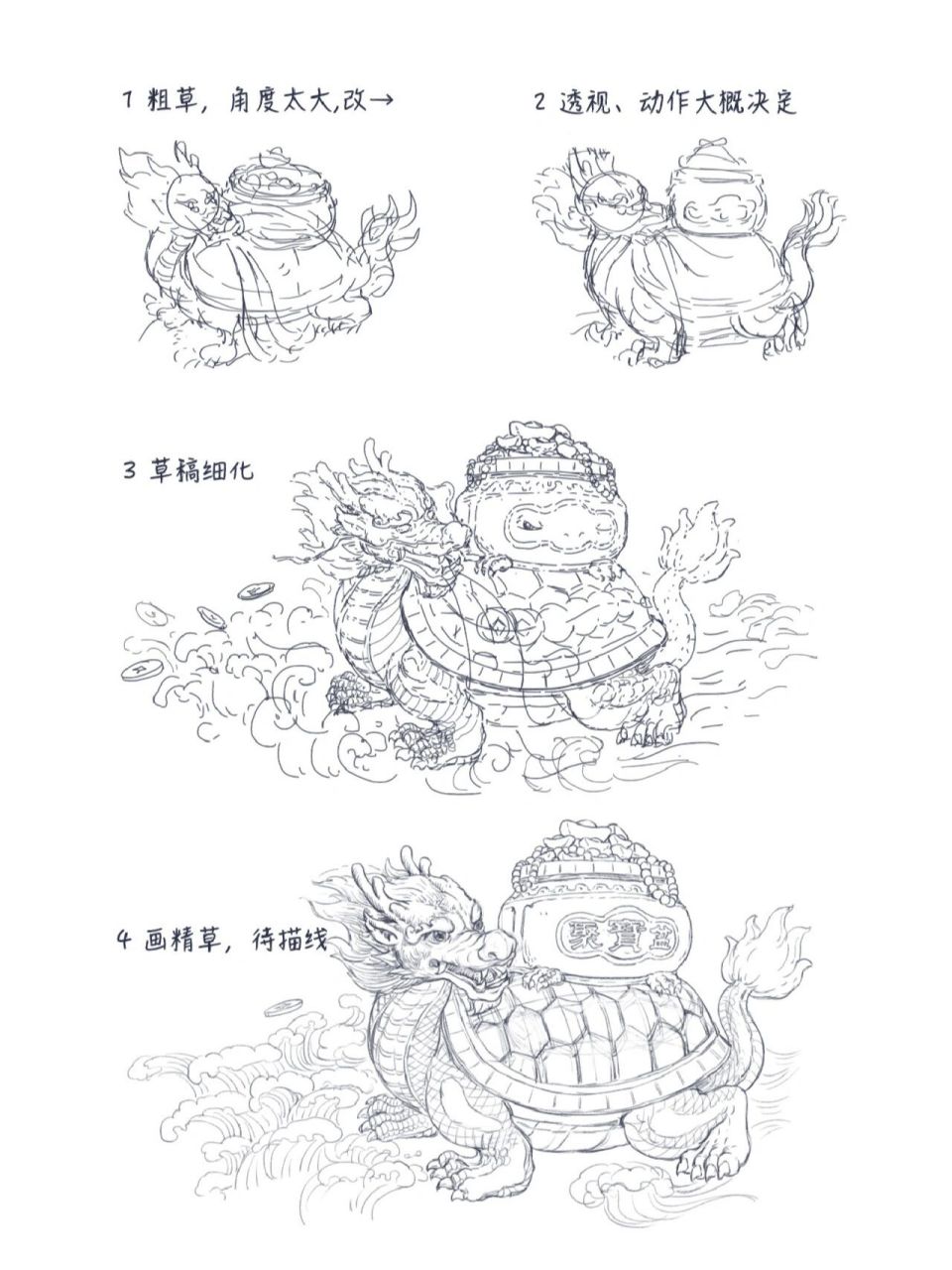 手绘铜版画|神兽龙龟 日常练习