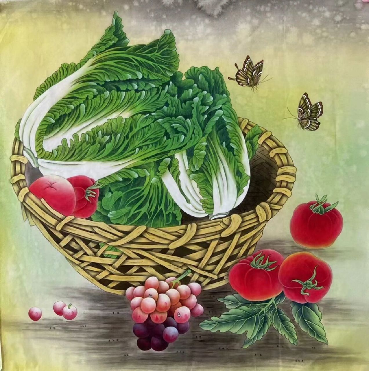 百财聚来 红红火火 多子多福 工笔画 工笔画作品欣赏,吉祥如意工笔画!