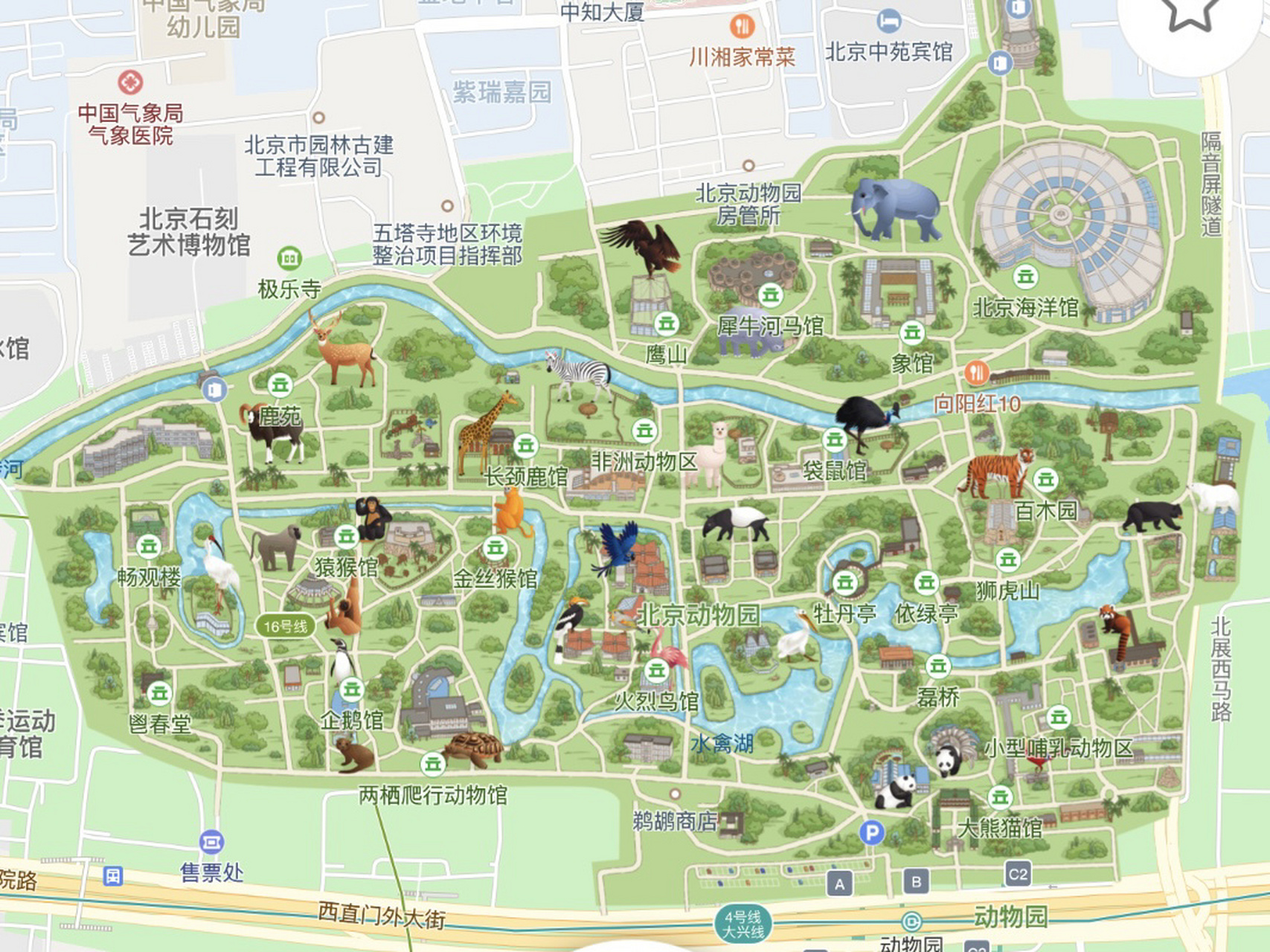 北京动物园地图高清图片