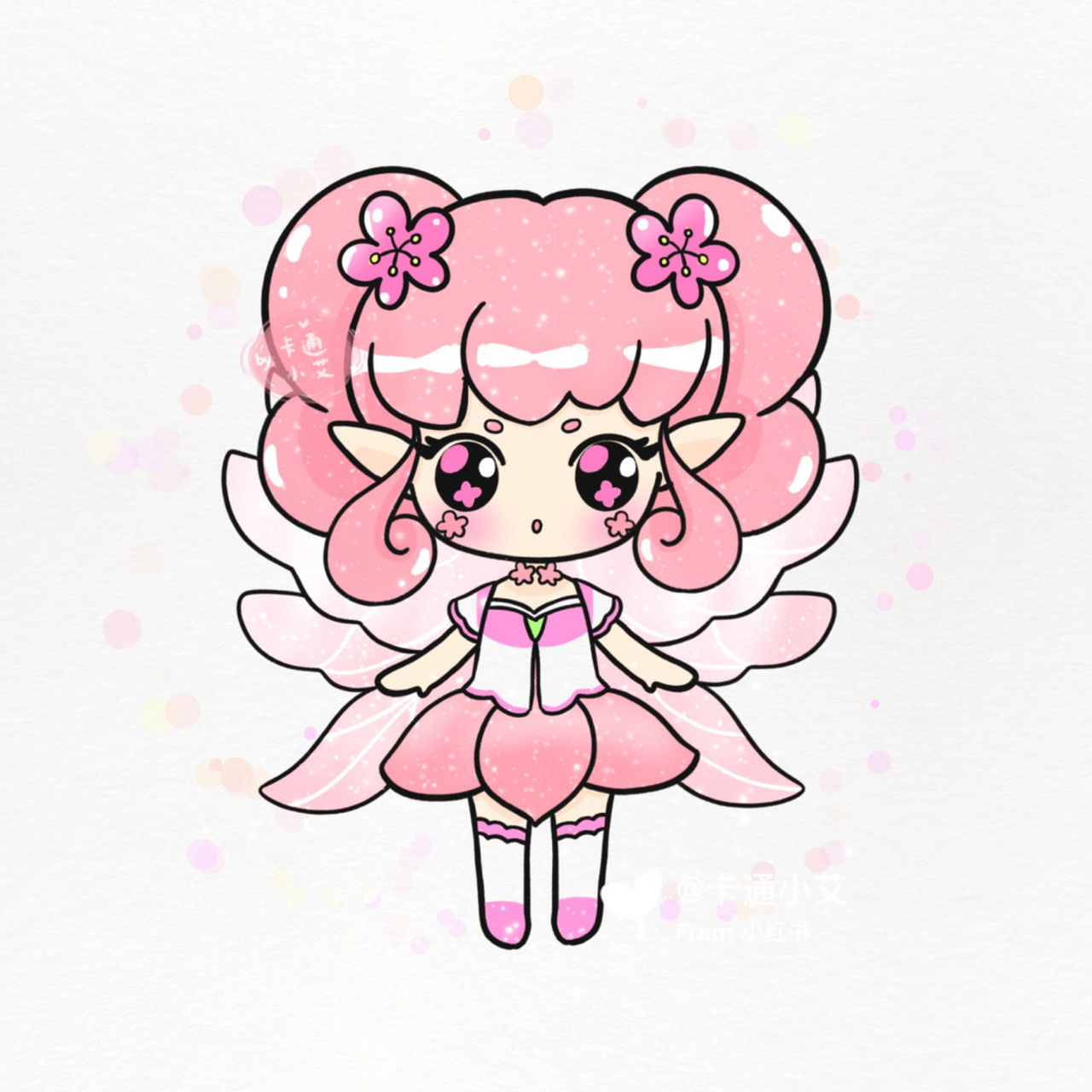 小花仙精灵王 红雨 简笔画q版线稿分解图 萌萌红雨 画画线稿上色图