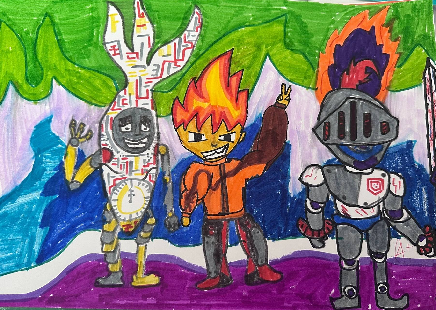 四年级美术下册《我画的动漫形象》 j就爱用添加法绘画动漫形象的同学