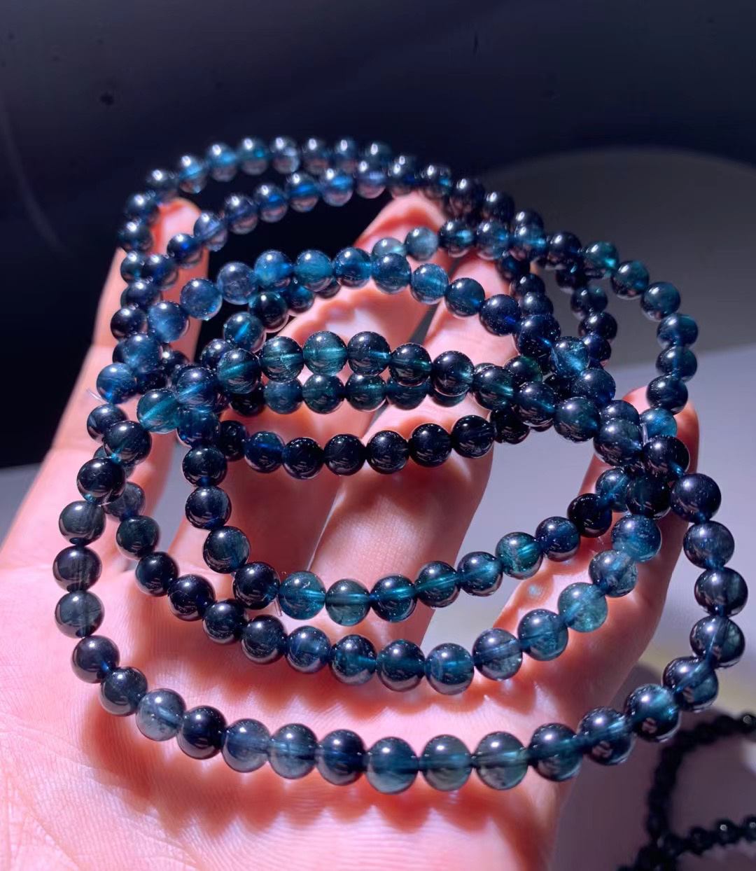 稀有巴西老矿纯宝蓝魔鬼蓝碧玺玻璃体单圈三