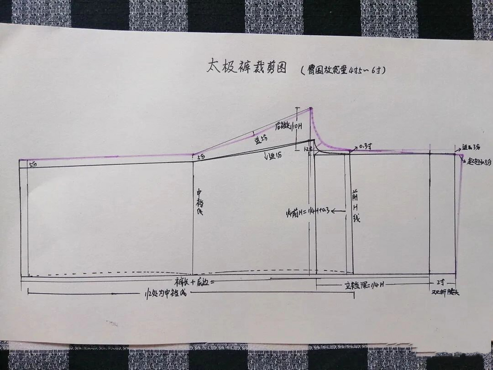 太极裤裁剪图,来自【线姐爱手作】.