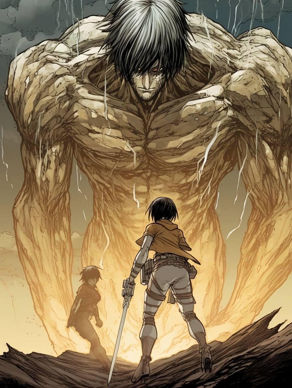 三笠阿卡曼 midjourney参数:"mikasa ackerman put right fist on