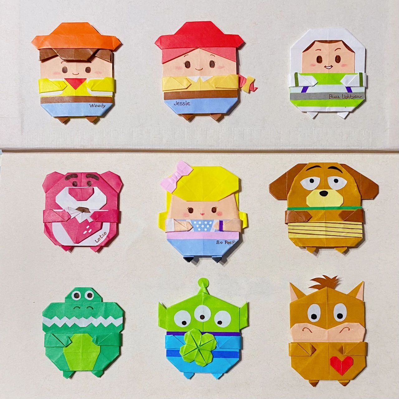 玩具总动员折纸 9个角色整整齐齐    教程出自
