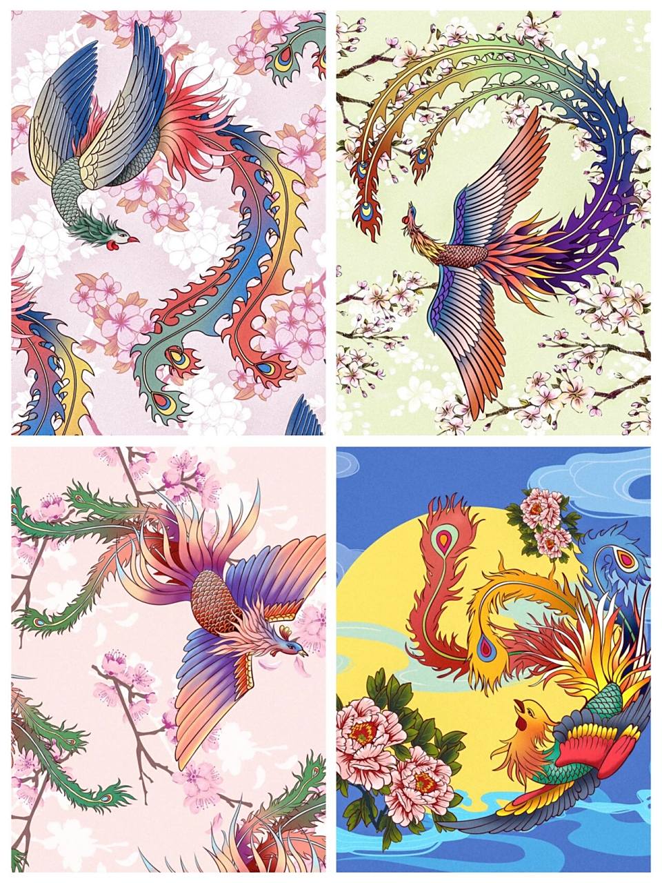 绘画『凤凰飞舞94』  凤 凰,又作"凤皇",为中国古代神话传说中的一