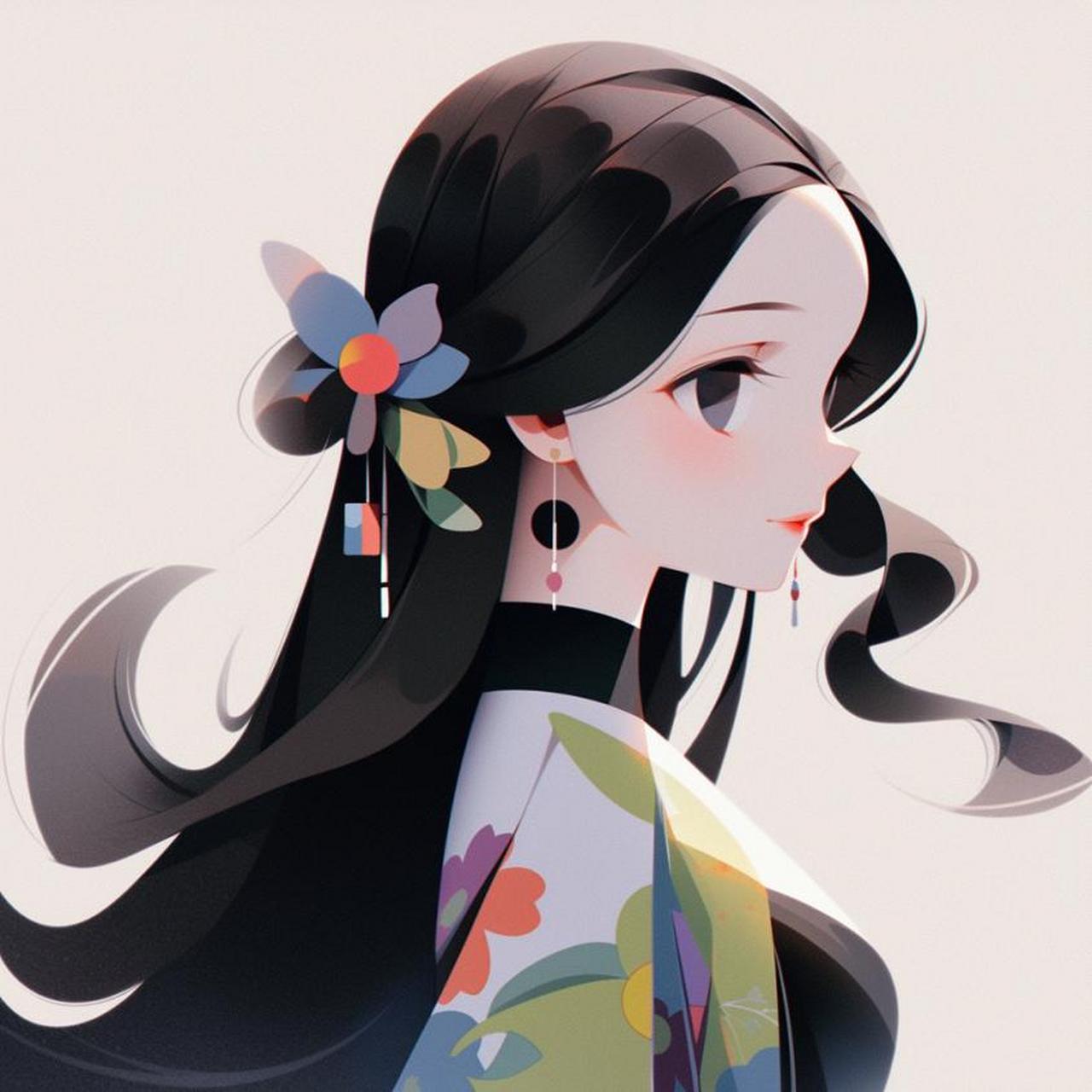 国风美女头像 ai绘画高清图片头像女生头像美女