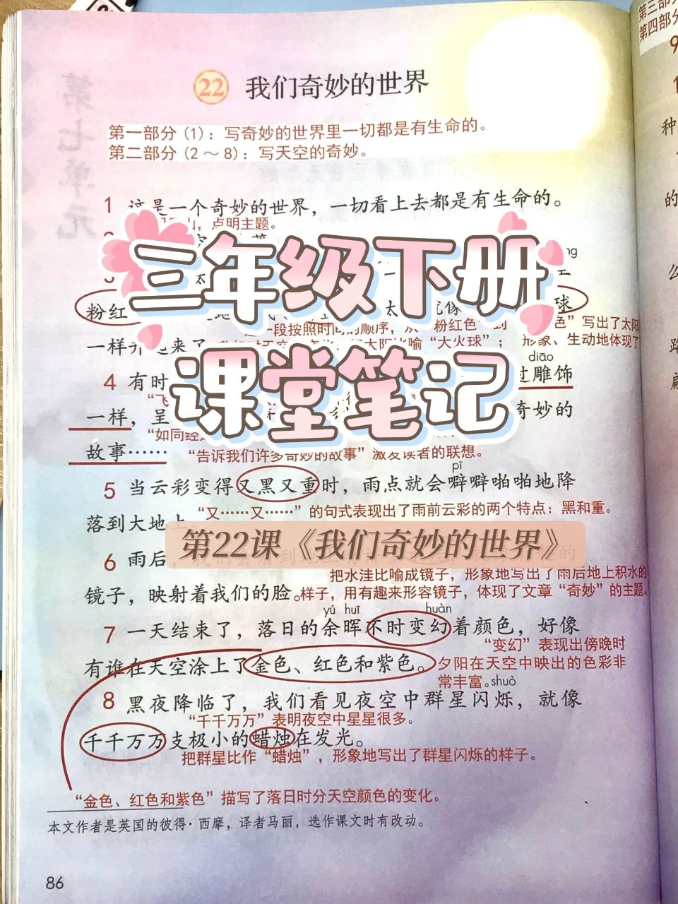 三下课堂笔记22课《我们奇妙的世界》