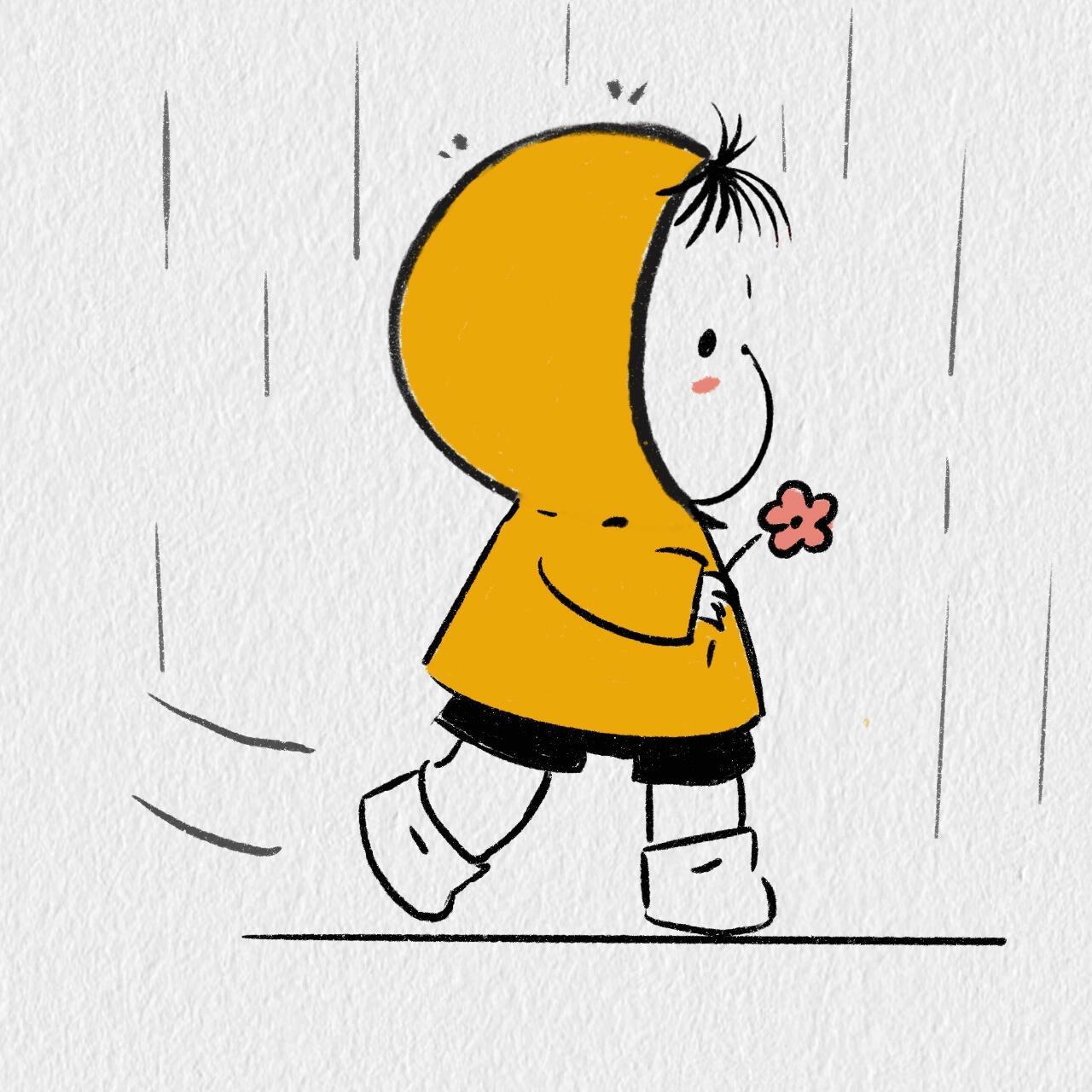 procreate 绘画练习 第30幅 雨中奔跑的女孩 临摹来自