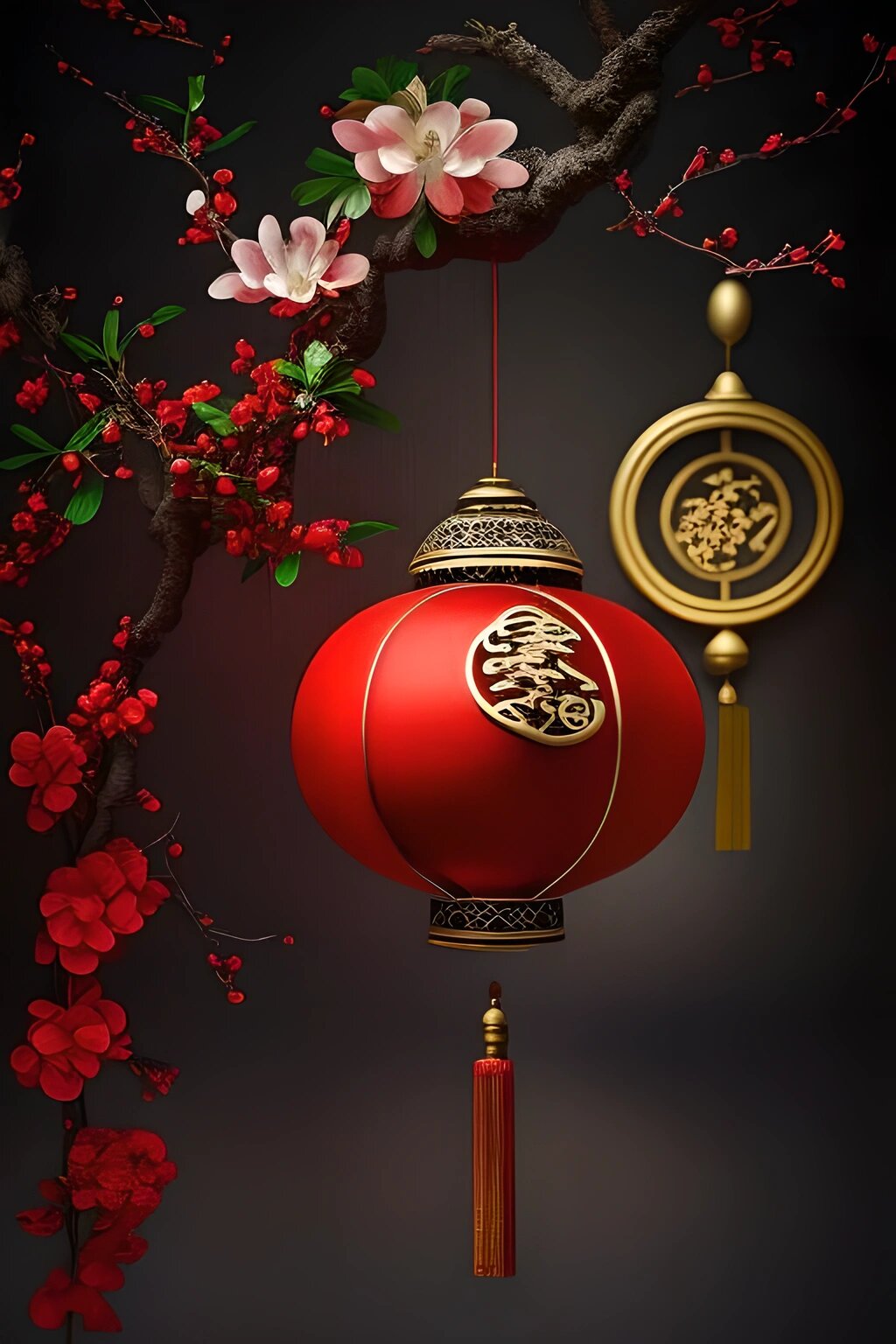 国风中国红节日红灯笼,元旦快乐,抱图留痕