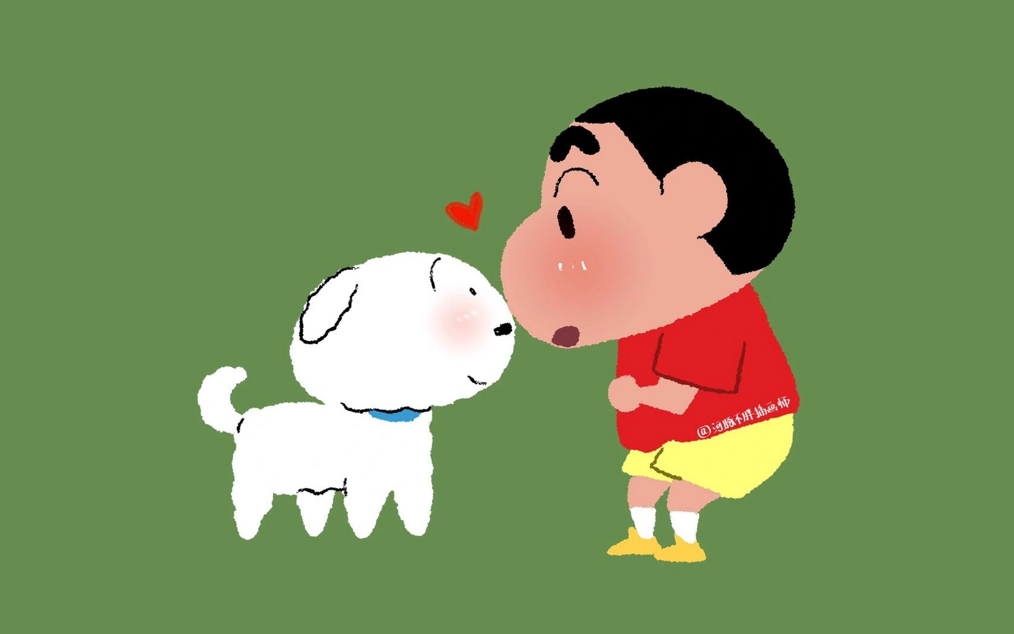 蜡笔小新可爱护眼绿色电脑壁纸 把被问得最多的几张图,做成绿色护眼