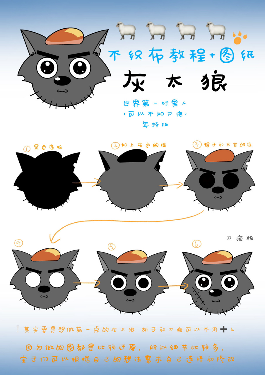 [不织布教程]灰太狼 图纸 俺来更新啦,这是之前的存货哈哈哈哈,红太狼