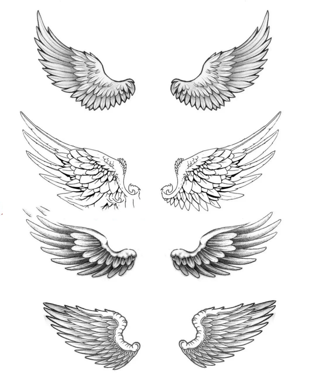 胸前翅膀纹身手稿图片