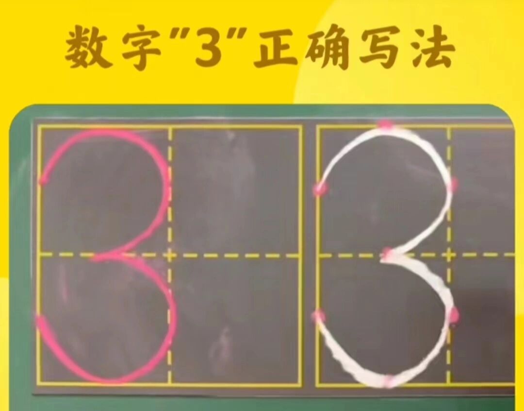 数字3田字格正确数学规范,提前练起来