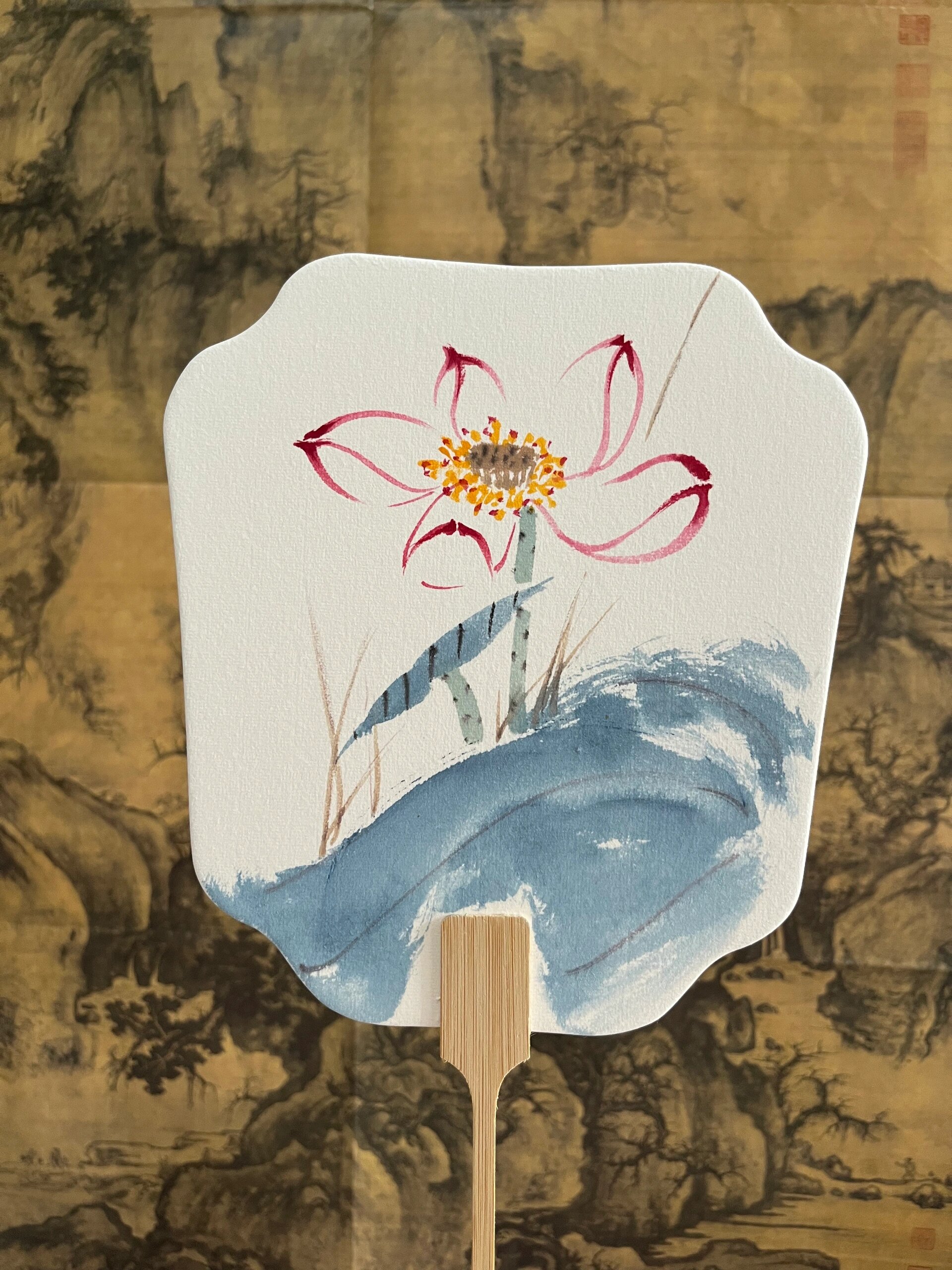 1590一把的国画团扇——荷花百图 150把 团扇荷花 小写意双钩部分