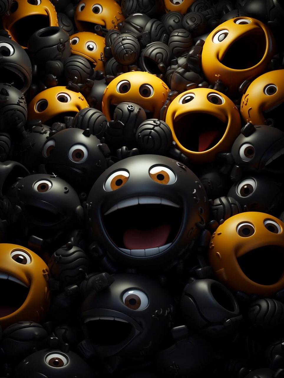 4k超清壁纸|超治愈笑脸之害羞 黑加黄色笑脸辨识性很高,加上丰富的