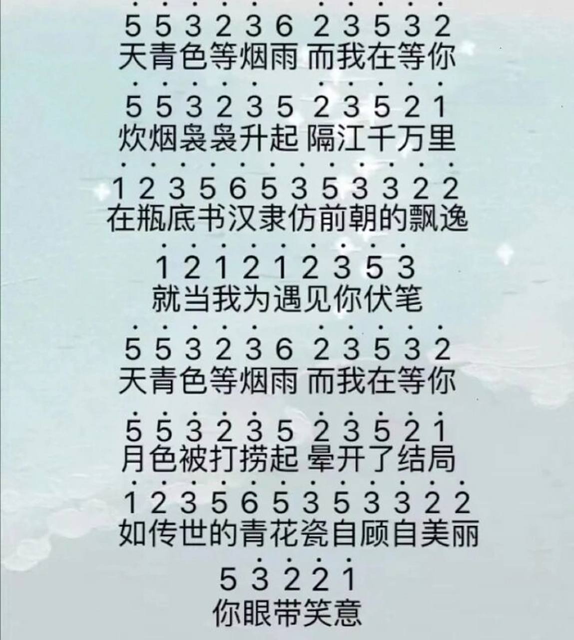 《青花瓷》拇指琴琴谱 《青花瓷》拇指琴琴谱
