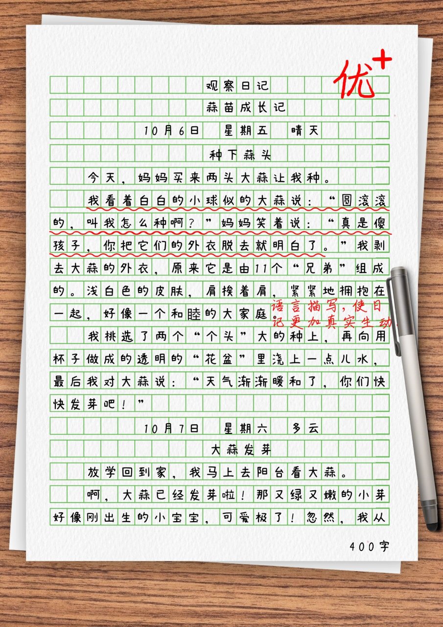 四年级日记200字观察图片