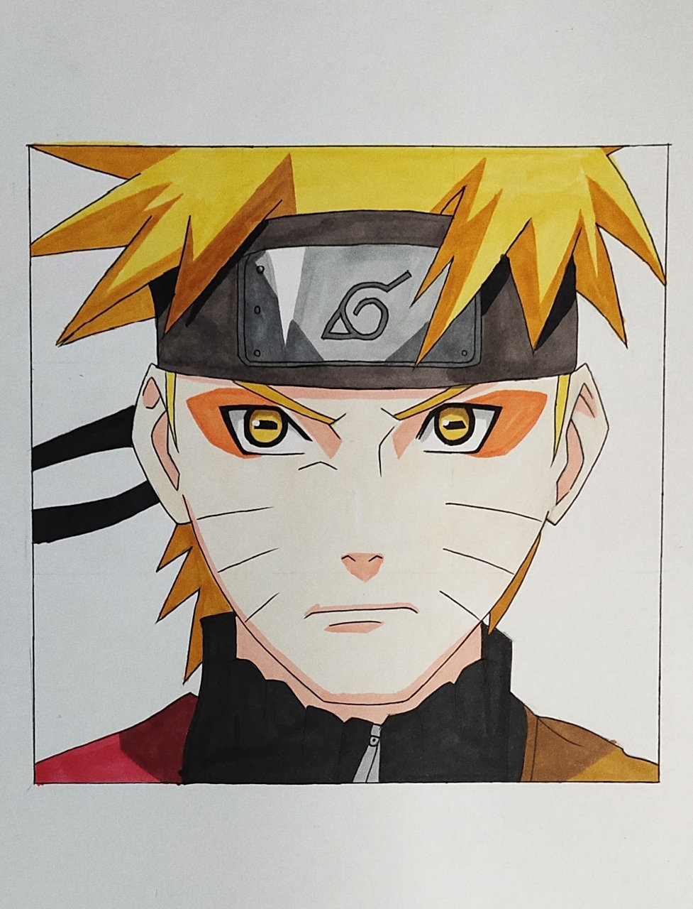 鸣人仙人模式手绘过程 边框15cmx15cm 色号头发47号24号肤色132号r361