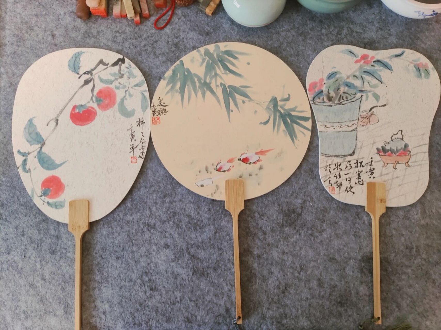 夏日清凉国画手绘团扇 扇子:宣纸团扇 笔   :拾言画苑毛笔 颜料:国画