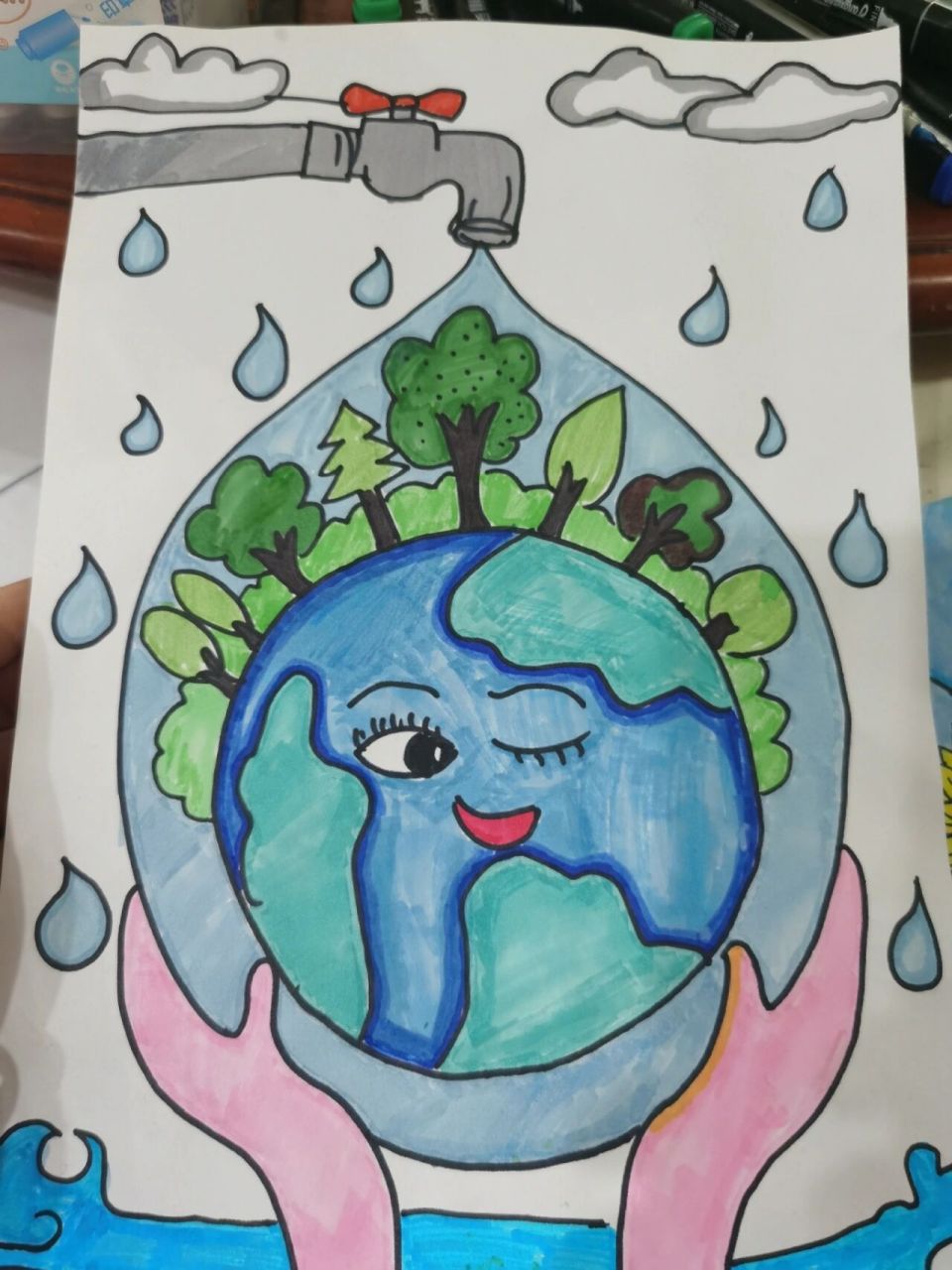 守护生命之源,共建美好家园,终于完成学校作业,2娃,小班和大班,不是