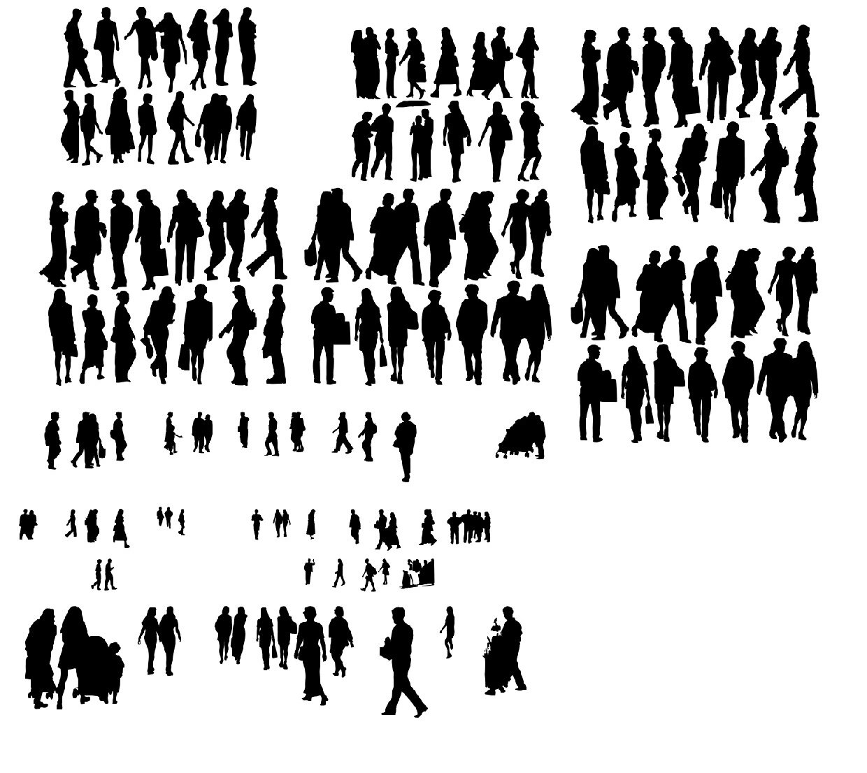 47素材分享丨 多人组合类剪影人物