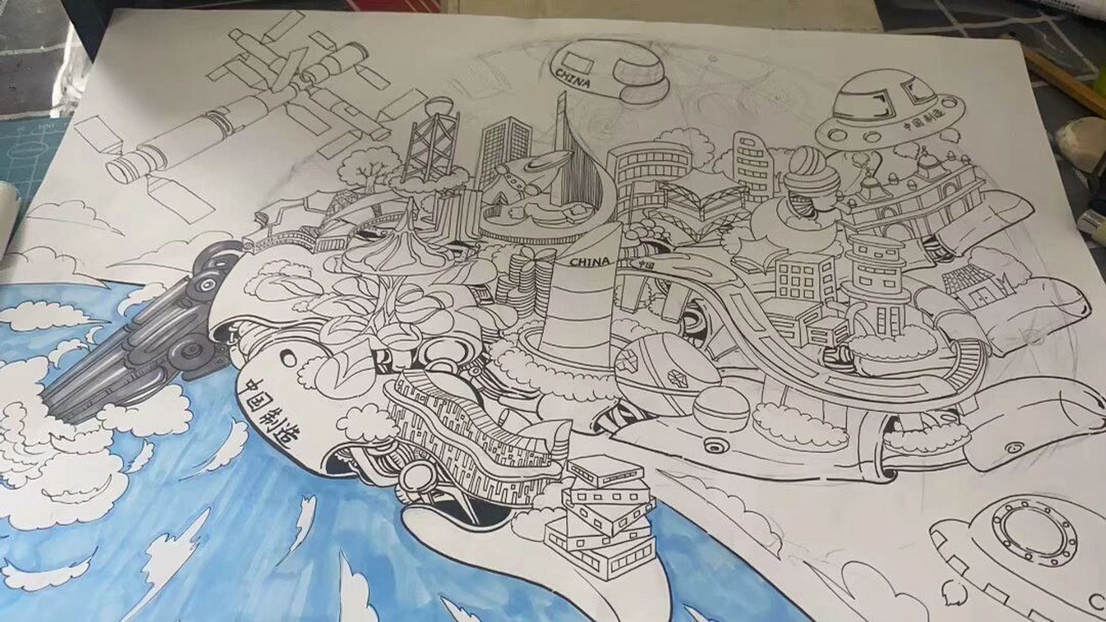 创意手绘|科技自立自强 展望中国未来 童真里的色彩 童绘中国 童梦