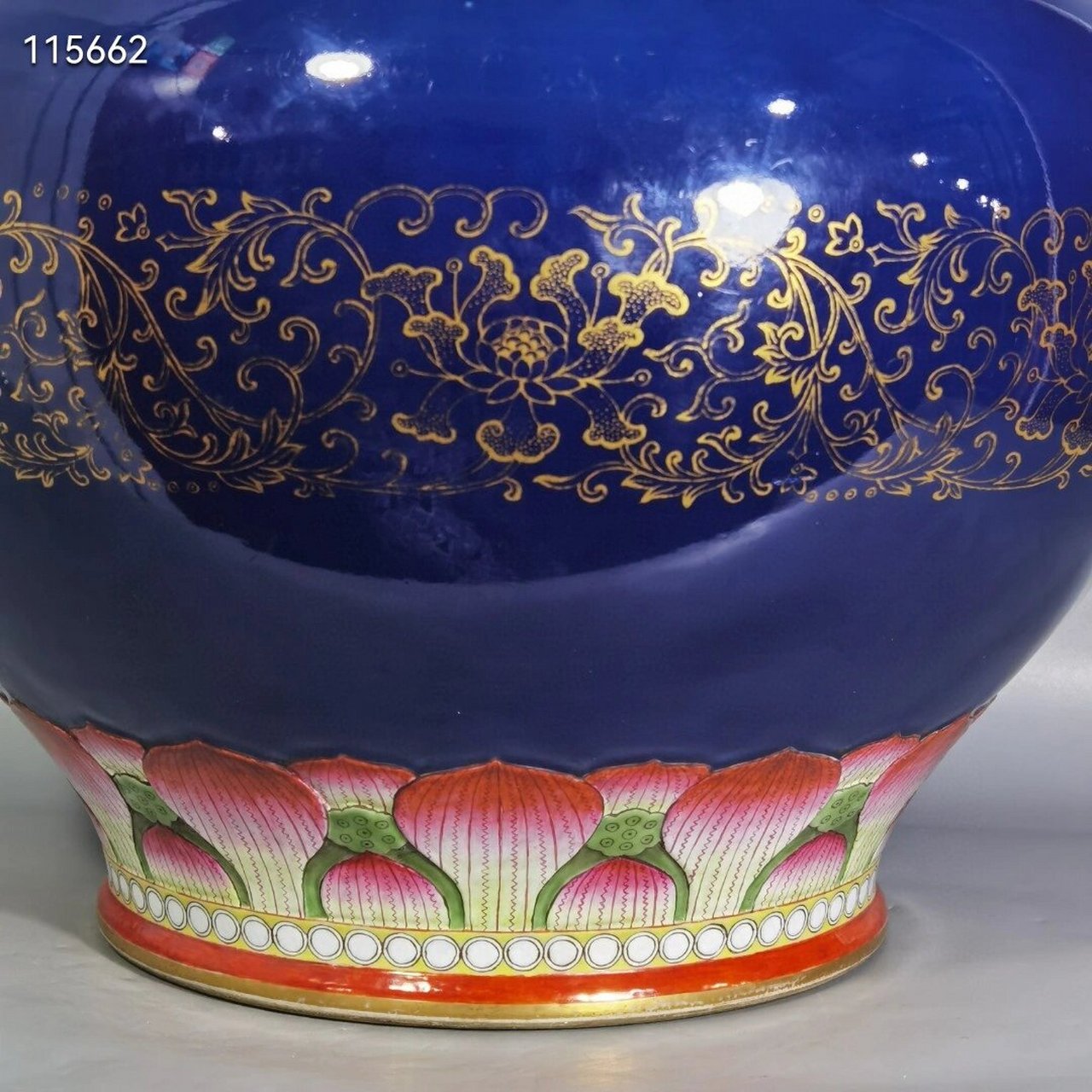 清乾隆霁蓝釉描金燕子罐古玩古董古瓷器老瓷 清乾隆洋彩 荠蓝釉描金