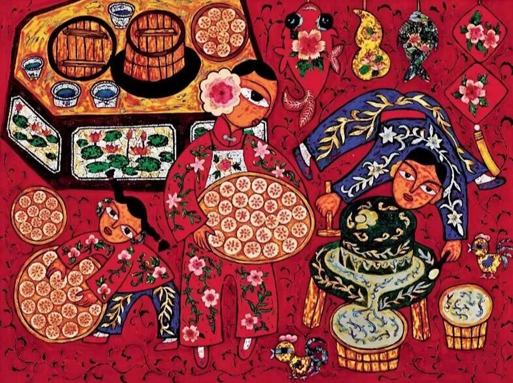 绘画学习第三天之农民画分享 分享一些很喜欢的农民画 不管是色彩还是